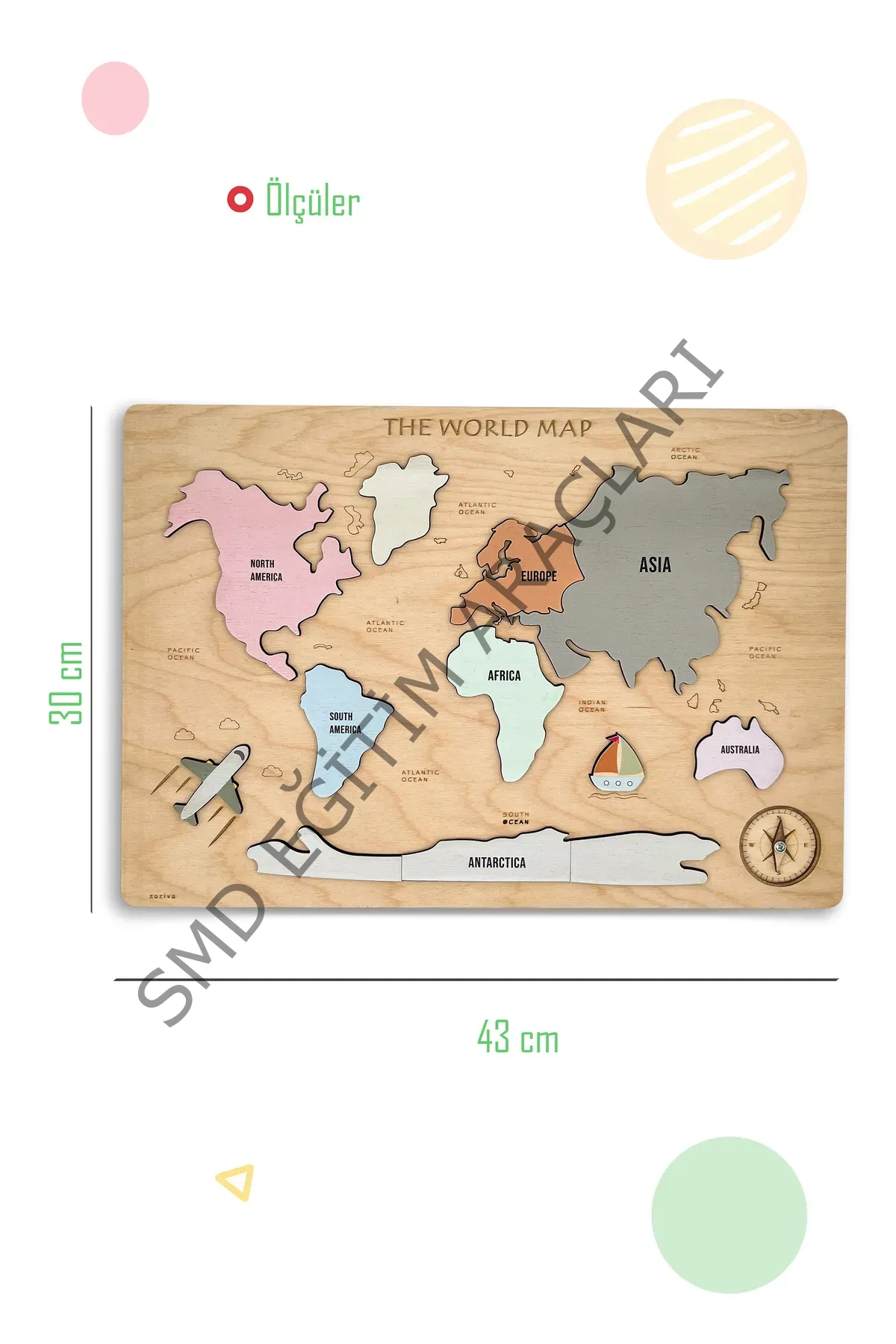 Dünya Haritası Bulmacası Ahşap Puzzle