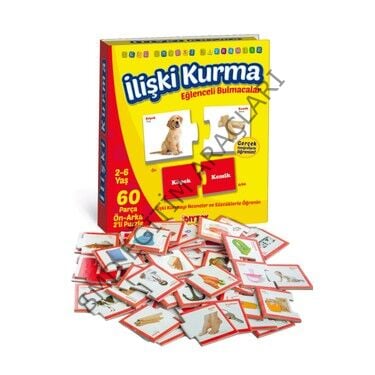 İlişki - Bağlantı Kurma 2-6 Yaş Eğlenceli Bulmacalar Puzzle Eşleştirme Zeka Kartları 60 Parça