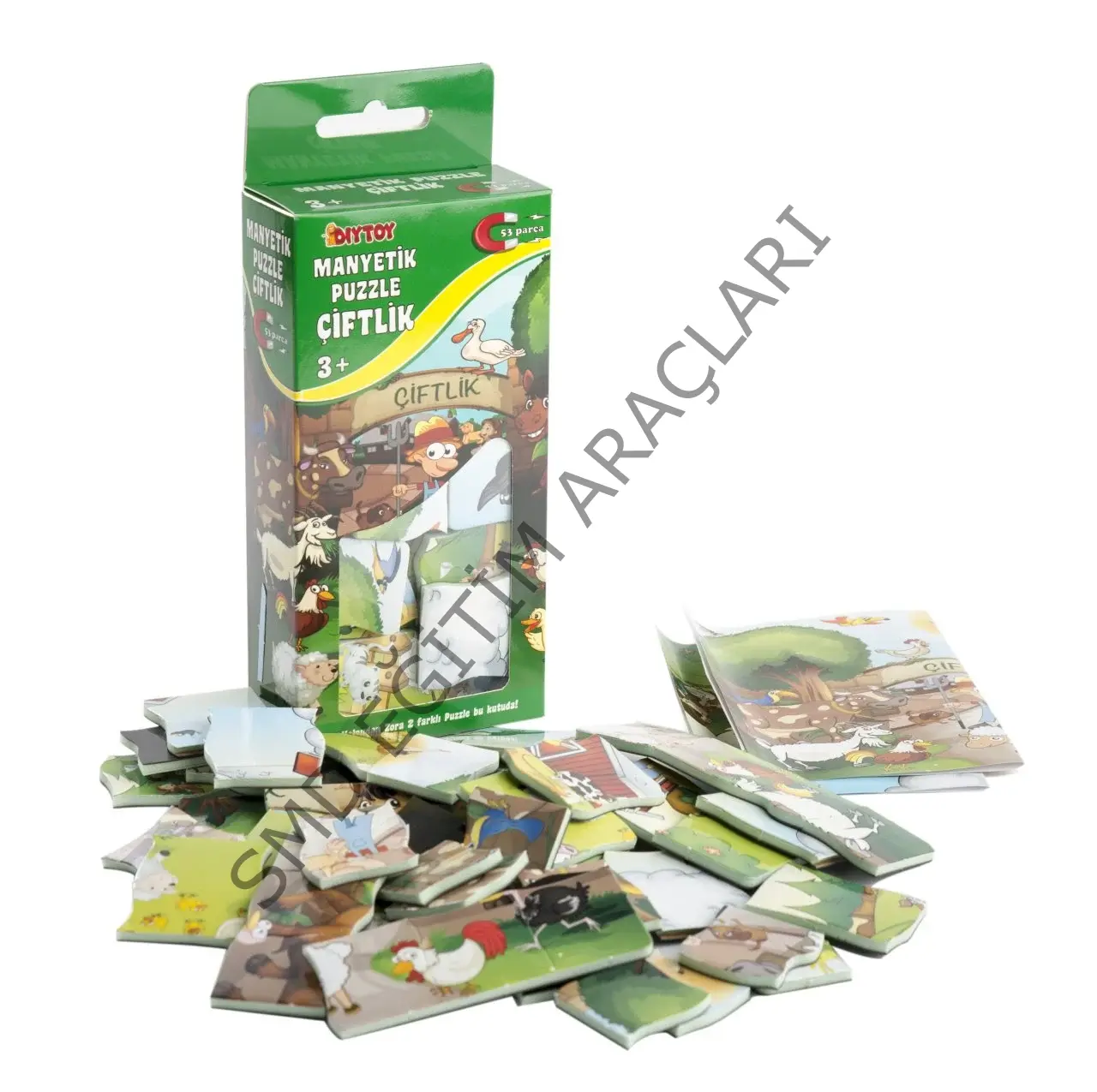 DIYTOY Manyetik Puzzle Alfabe- Sayılar- Taşıtlar- Hayvanlar-Meyveler Sebzeler - 5 li Set