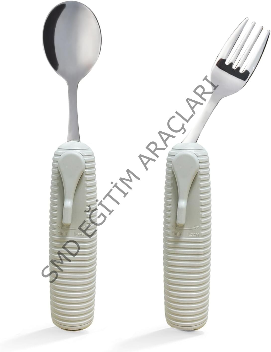 Yaşlılar ve Parkinson  İçin Kaymaz Saplar, Paslanmaz Çelik Kaşık ve Çatal Uyarlanabilir Mutfak Gereçleri, 2 Parçalı Mutfak Seti, 180° Döndürülebilir,