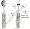 Yaşlılar ve Parkinson  İçin Kaymaz Saplar, Paslanmaz Çelik Kaşık ve Çatal Uyarlanabilir Mutfak Gereçleri, 2 Parçalı Mutfak Seti, 180° Döndürülebilir,
