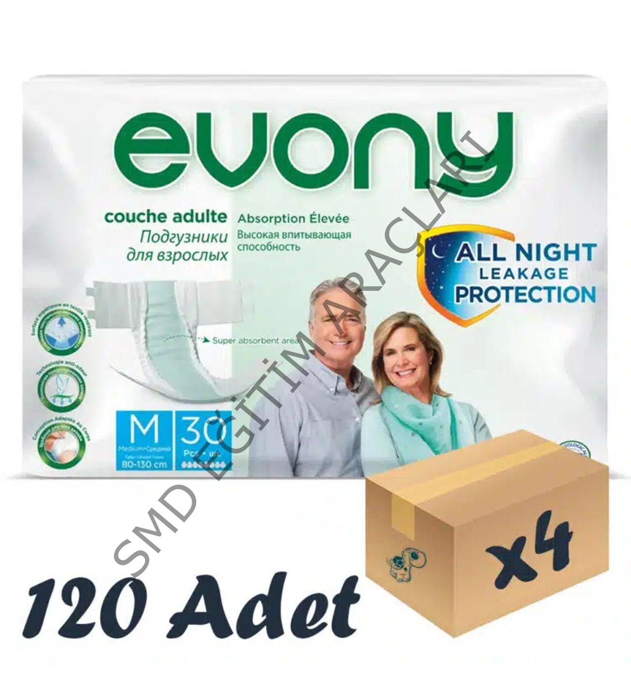 Evony Belbantlı Yetişkin Hasta Bezi Medium 30lu X 4 Adet
