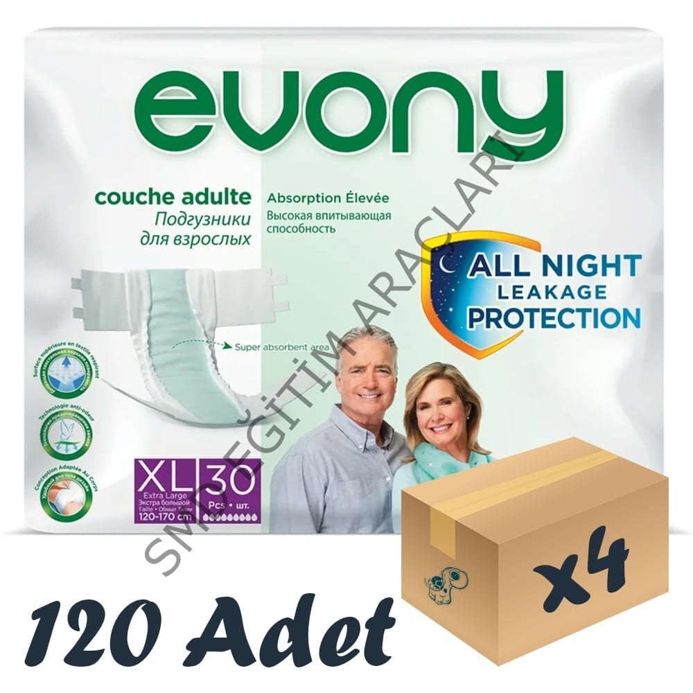 Evony Bel Bantlı Yetişkin Hasta Bezi Xlarge 30'lu 4 Paket 120 Adet